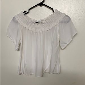 White, ruffled off the shoulder top